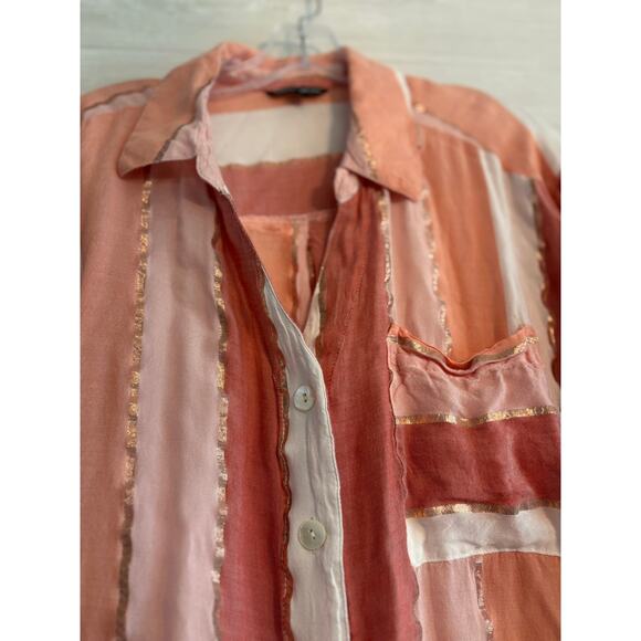 Club Z Collection Striped Rayon Eyelet Top Blouse Size 2X - Picture 2 of 6